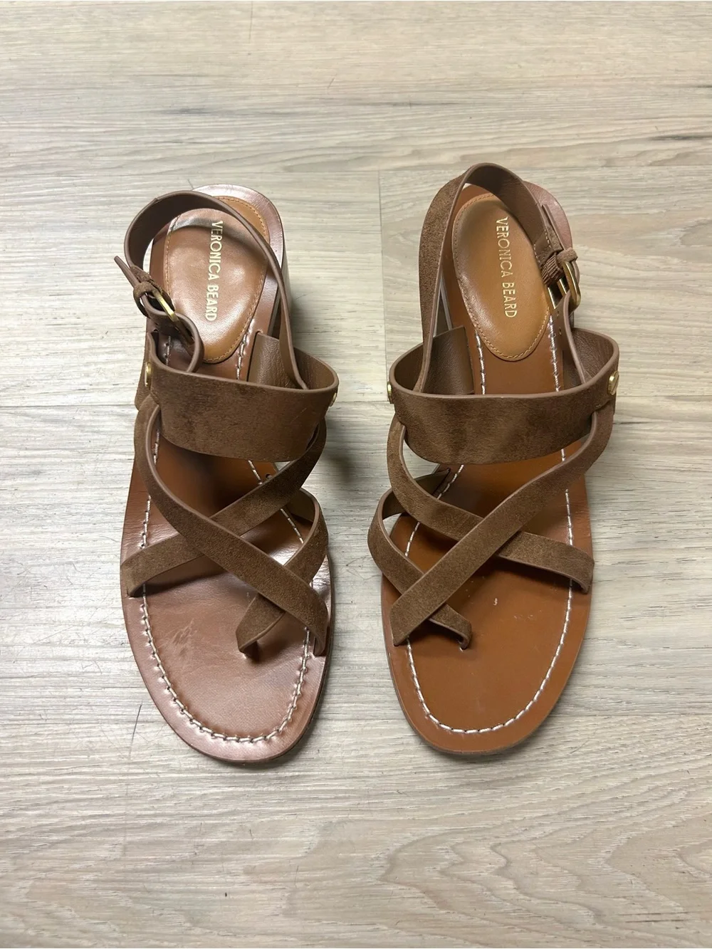 Veronica Beard Sandals Elodie Slingback Brown Leather Strappy Womens Sz 8.5M - Picture 12 of 14